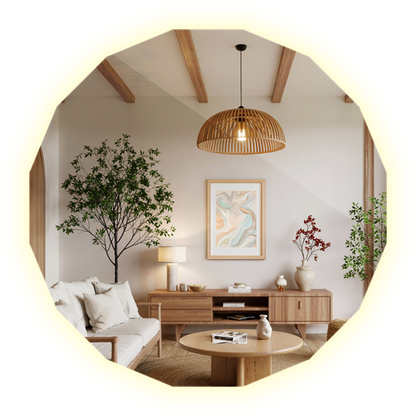 Sokszögű tükör LED 50x50 cm