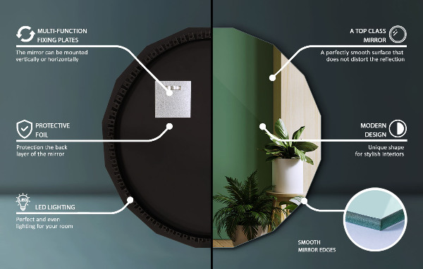 Sokszögű tükör LED 80x80 cm