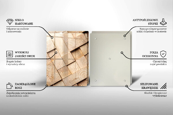 Főzőlap védő üveglap Fa négyzetek