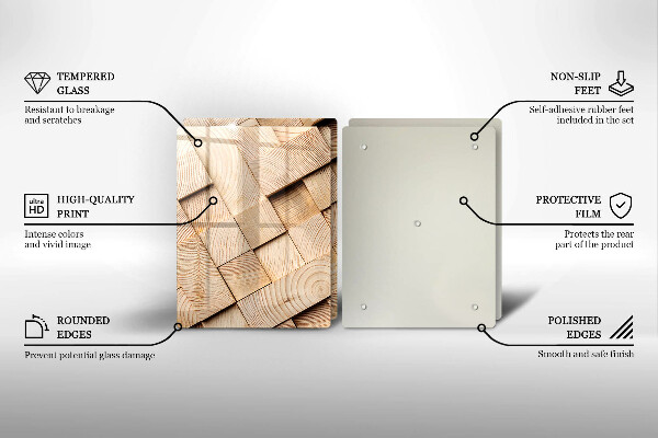 Főzőlap védő üveglap Fa négyzetek