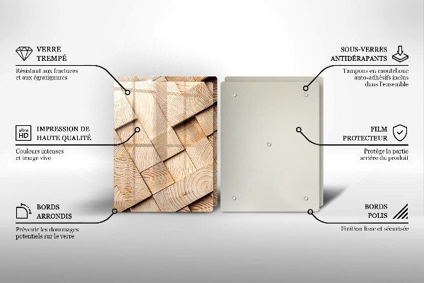 Főzőlap védő üveglap Fa négyzetek