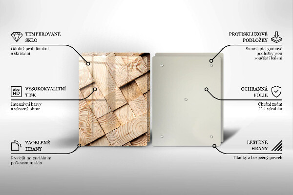 Főzőlap védő üveglap Fa négyzetek