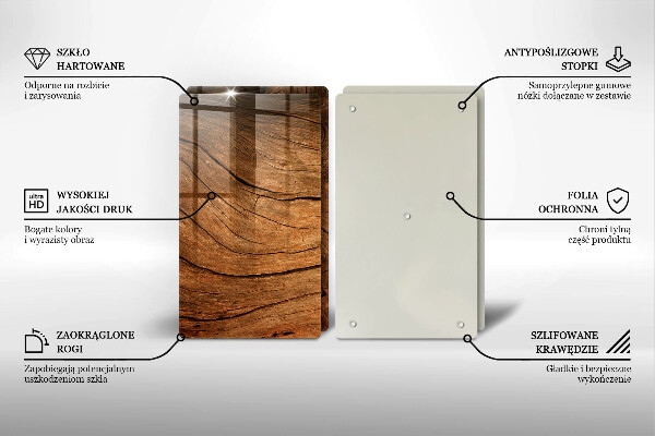 Főzőlap védő üveglap Fa tábla textúra