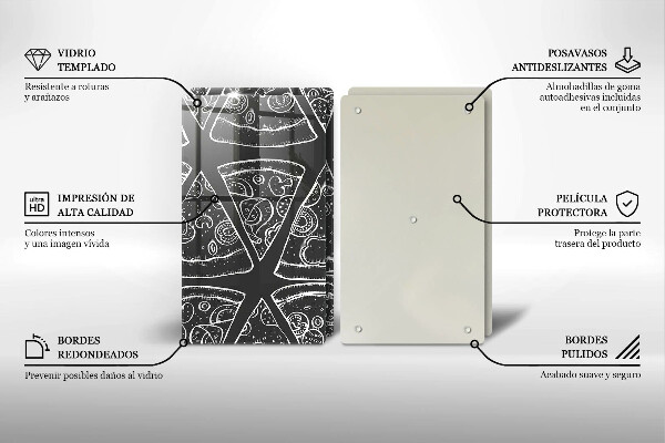 Főzőlap védő üveglap Pizza illusztráció