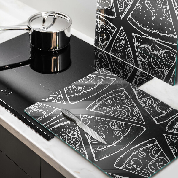 Főzőlap védő üveglap Pizza illusztráció