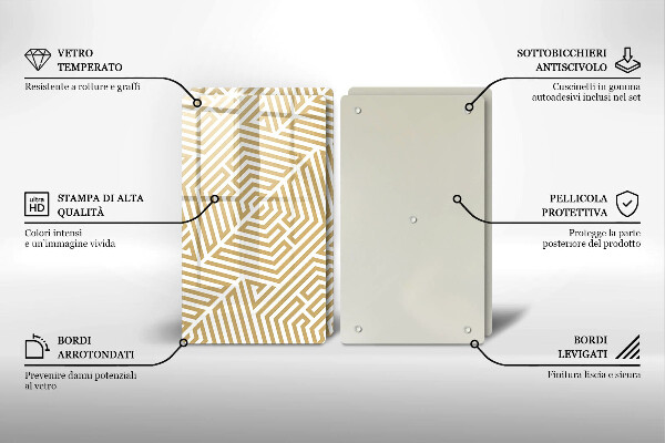 Főzőlap védő üveglap Geometriai vonalak