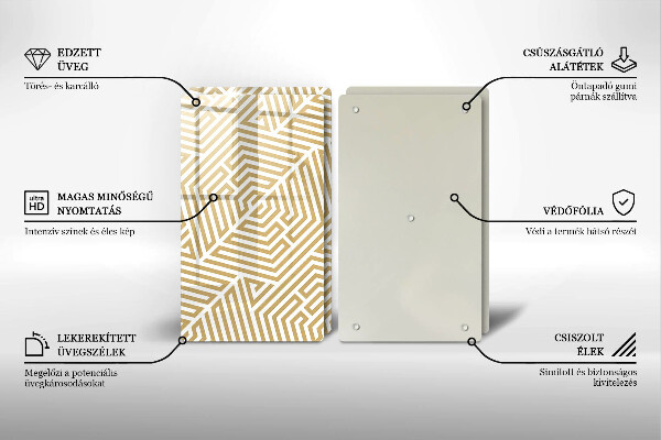 Főzőlap védő üveglap Geometriai vonalak