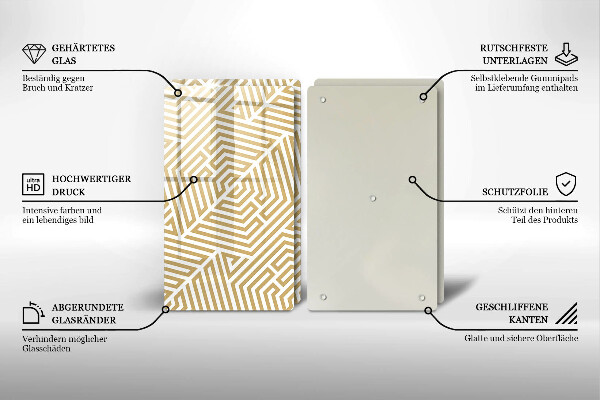 Főzőlap védő üveglap Geometriai vonalak