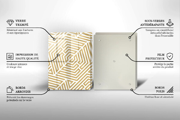 Főzőlap védő üveglap Geometriai vonalak