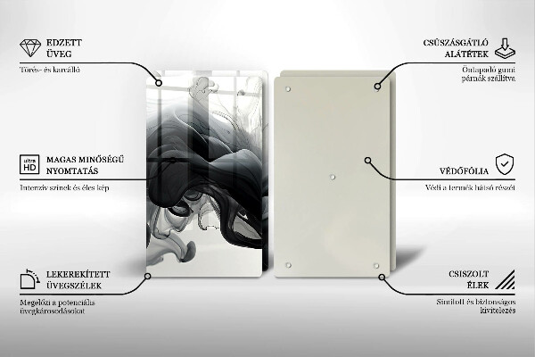 Főzőlap védő üveglap Fekete füst Absztrakció