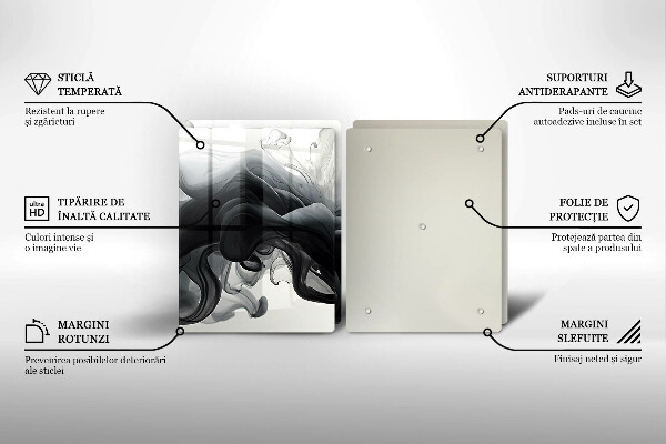 Főzőlap védő üveglap Fekete füst Absztrakció