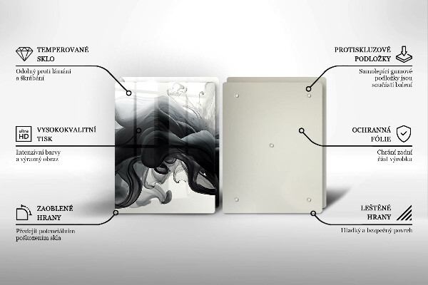 Főzőlap védő üveglap Fekete füst Absztrakció