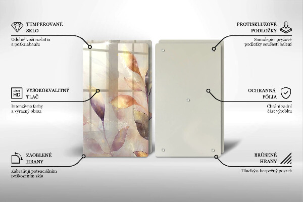 Főzőlap védő üveglap Festett boho levelek