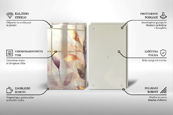 Főzőlap védő üveglap Festett boho levelek