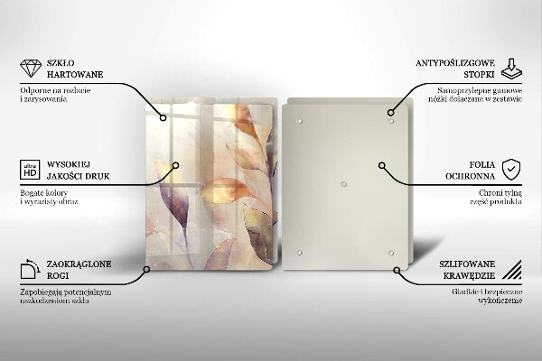 Főzőlap védő üveglap Festett boho levelek