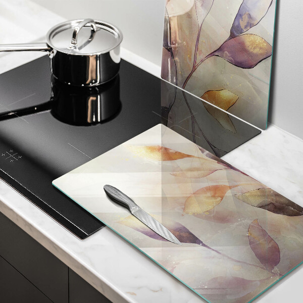 Főzőlap védő üveglap Festett boho levelek