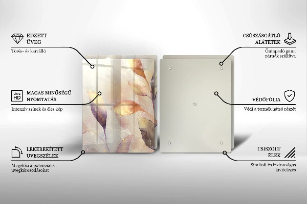 Főzőlap védő üveglap Festett boho levelek