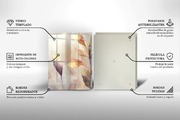 Főzőlap védő üveglap Festett boho levelek