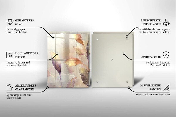 Főzőlap védő üveglap Festett boho levelek