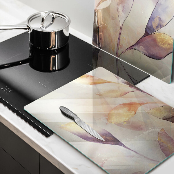 Főzőlap védő üveglap Festett boho levelek