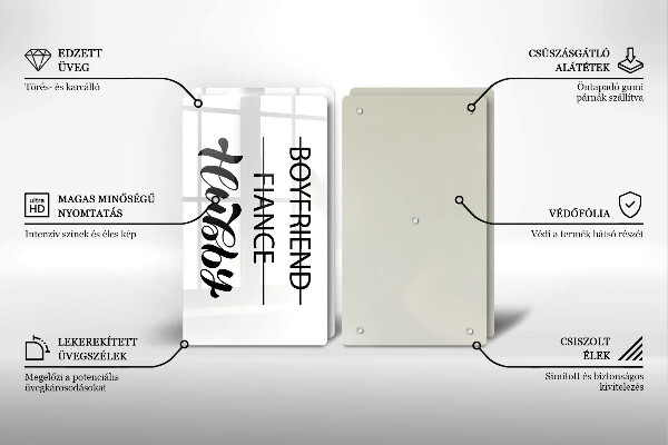 Főzőlap védő üveglap Felirat mondat minta