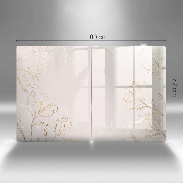 Főzőlap védő üveglap Virág körvonalai