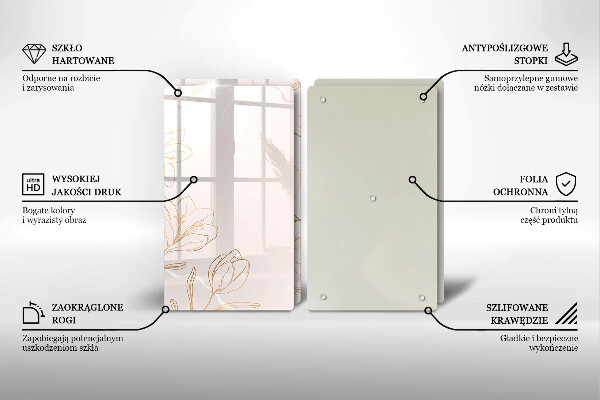 Főzőlap védő üveglap Virág körvonalai