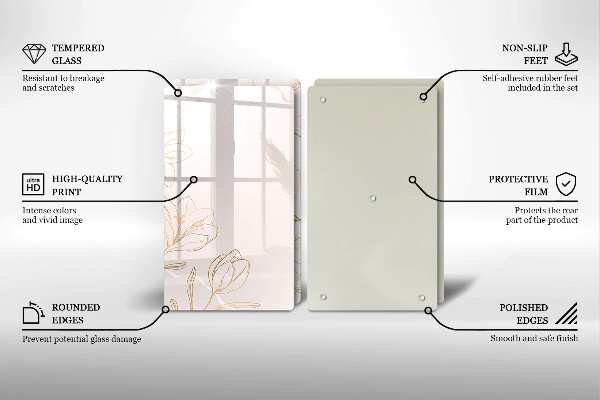 Főzőlap védő üveglap Virág körvonalai