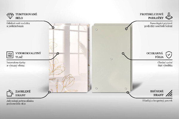 Főzőlap védő üveglap Virág körvonalai