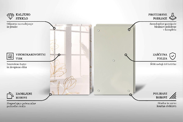 Főzőlap védő üveglap Virág körvonalai