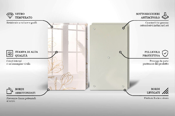 Főzőlap védő üveglap Virág körvonalai