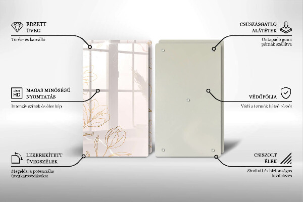 Főzőlap védő üveglap Virág körvonalai