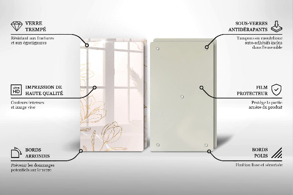 Főzőlap védő üveglap Virág körvonalai