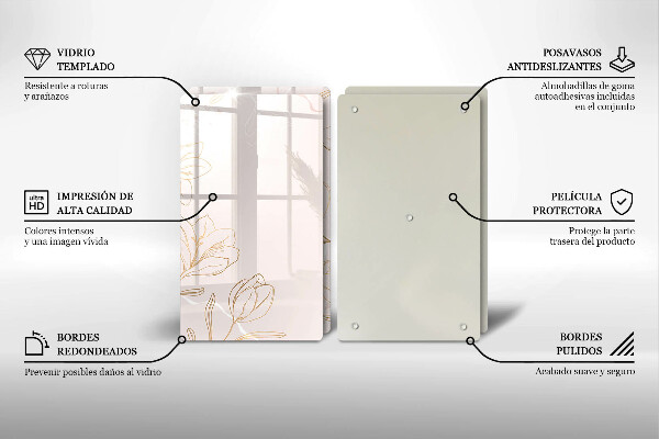 Főzőlap védő üveglap Virág körvonalai