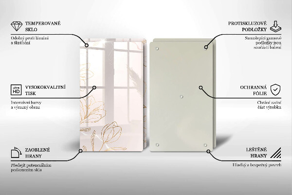 Főzőlap védő üveglap Virág körvonalai