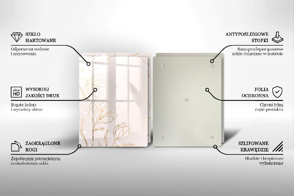 Főzőlap védő üveglap Virág körvonalai