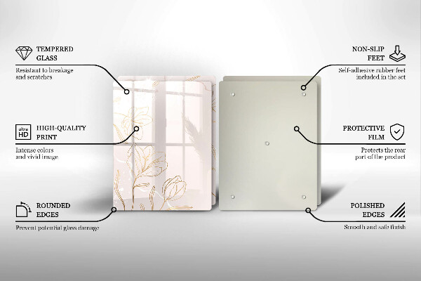 Főzőlap védő üveglap Virág körvonalai