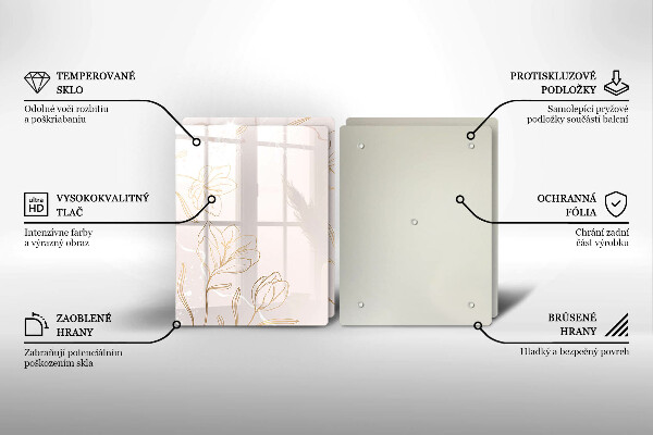 Főzőlap védő üveglap Virág körvonalai