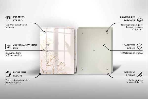 Főzőlap védő üveglap Virág körvonalai