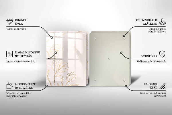 Főzőlap védő üveglap Virág körvonalai