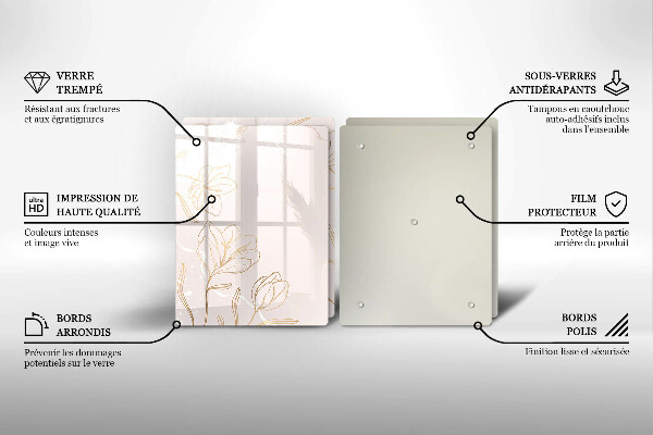 Főzőlap védő üveglap Virág körvonalai