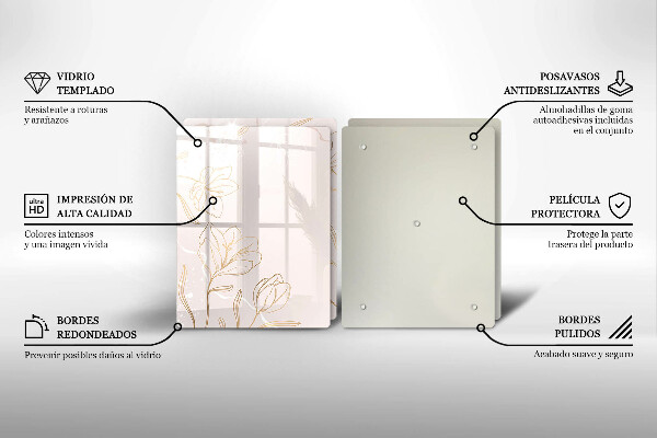 Főzőlap védő üveglap Virág körvonalai