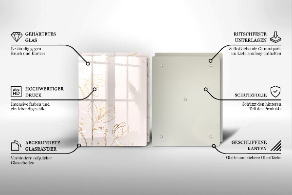 Főzőlap védő üveglap Virág körvonalai