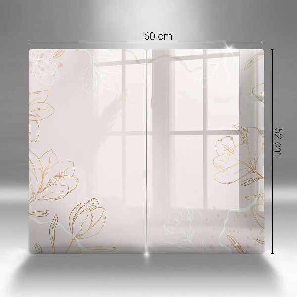 Főzőlap védő üveglap Virág körvonalai