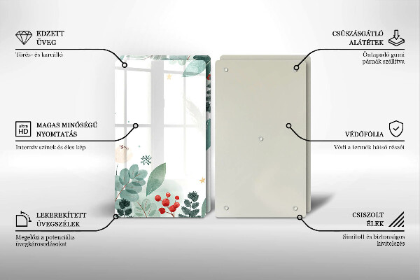 Főzőlap védő üveglap Akvarell levelek