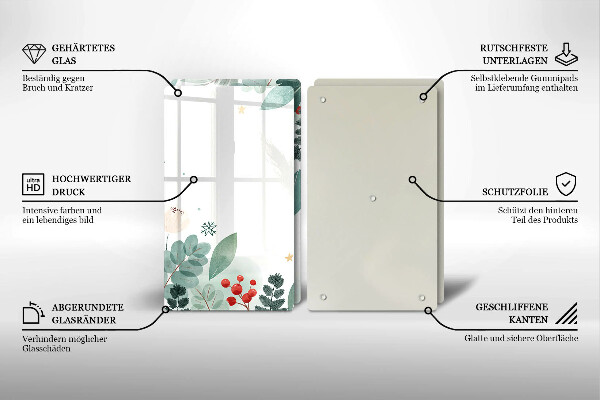 Főzőlap védő üveglap Akvarell levelek