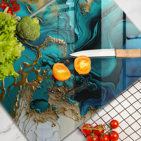 Főzőlap védő üveglap Türkiz absztrakció