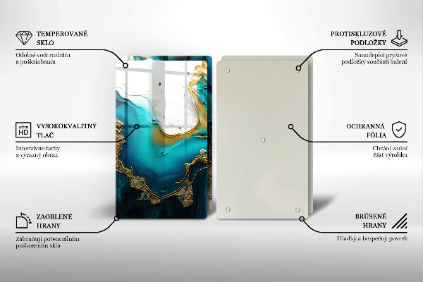 Főzőlap védő üveglap Türkiz absztrakció