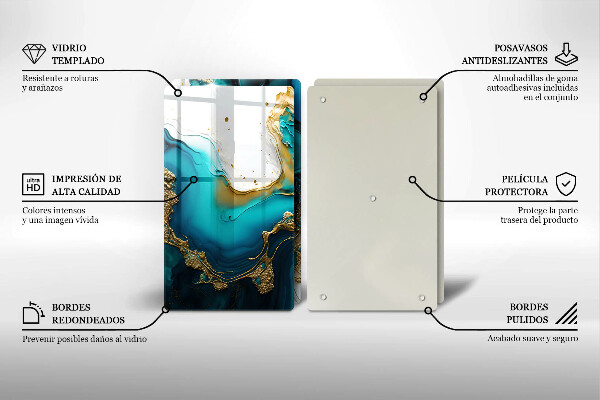 Főzőlap védő üveglap Türkiz absztrakció