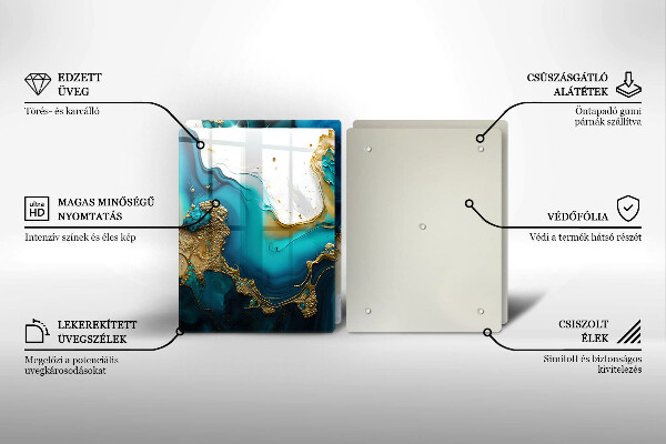 Főzőlap védő üveglap Türkiz absztrakció